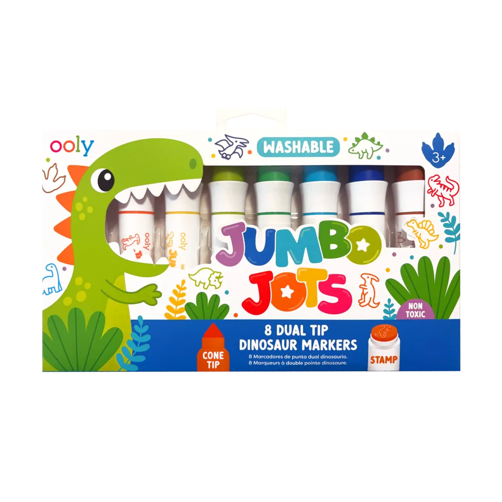 Jumbo Jots Dual Tip Dinosaur Stamp Markers - Set of 8 OOLY Lil Tulips