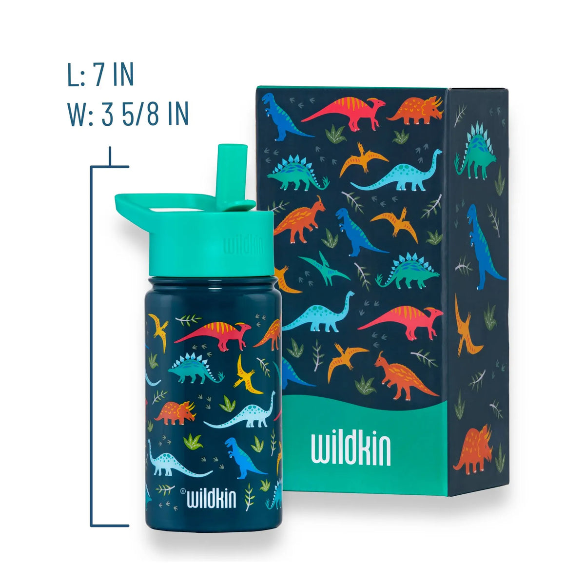 Jurassic Dinosaurs 14 oz Stainless Steel Water Bottle Wildkin Lil Tulips