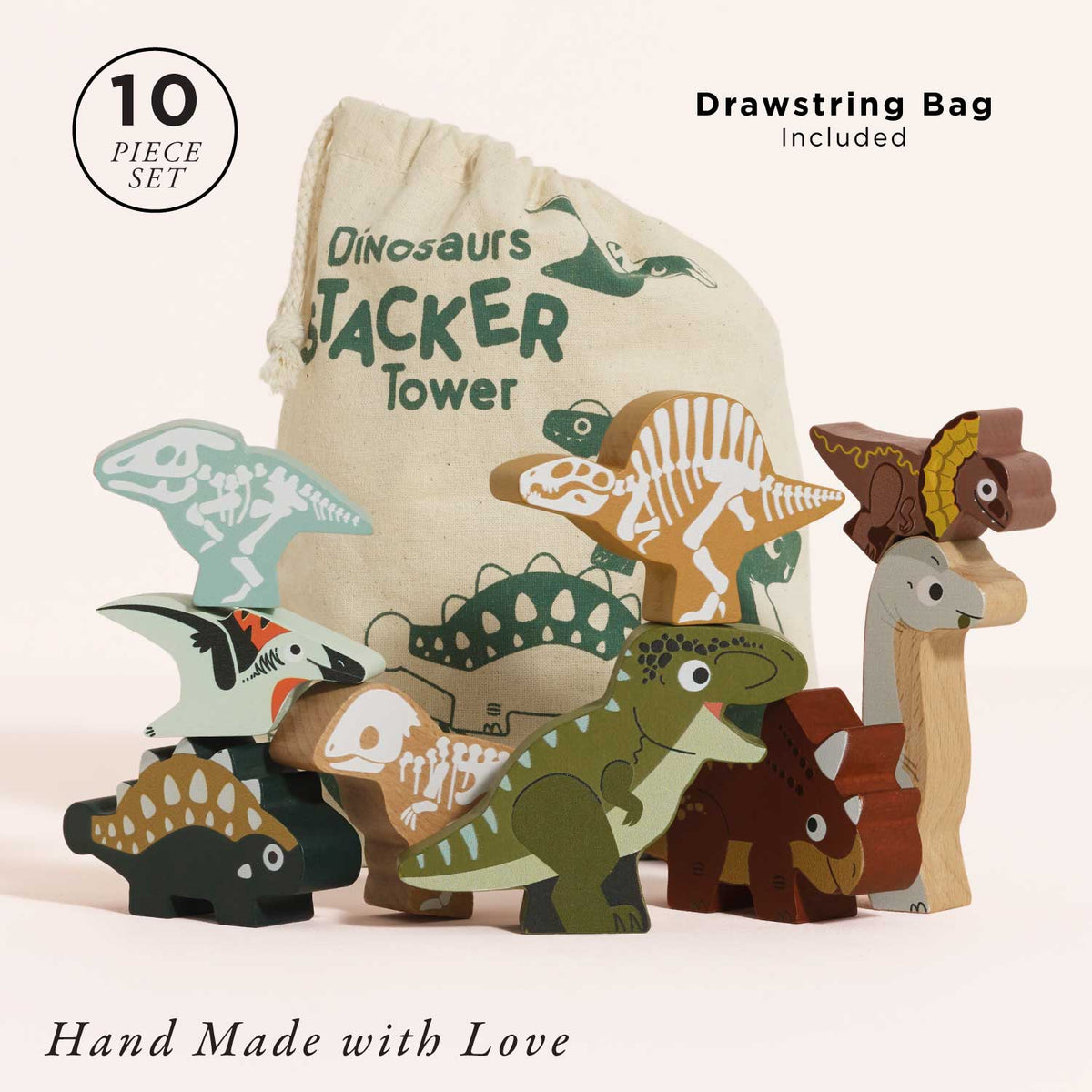 Jurassic Stacking Dinosaurs & Bag Le Toy Van Lil Tulips