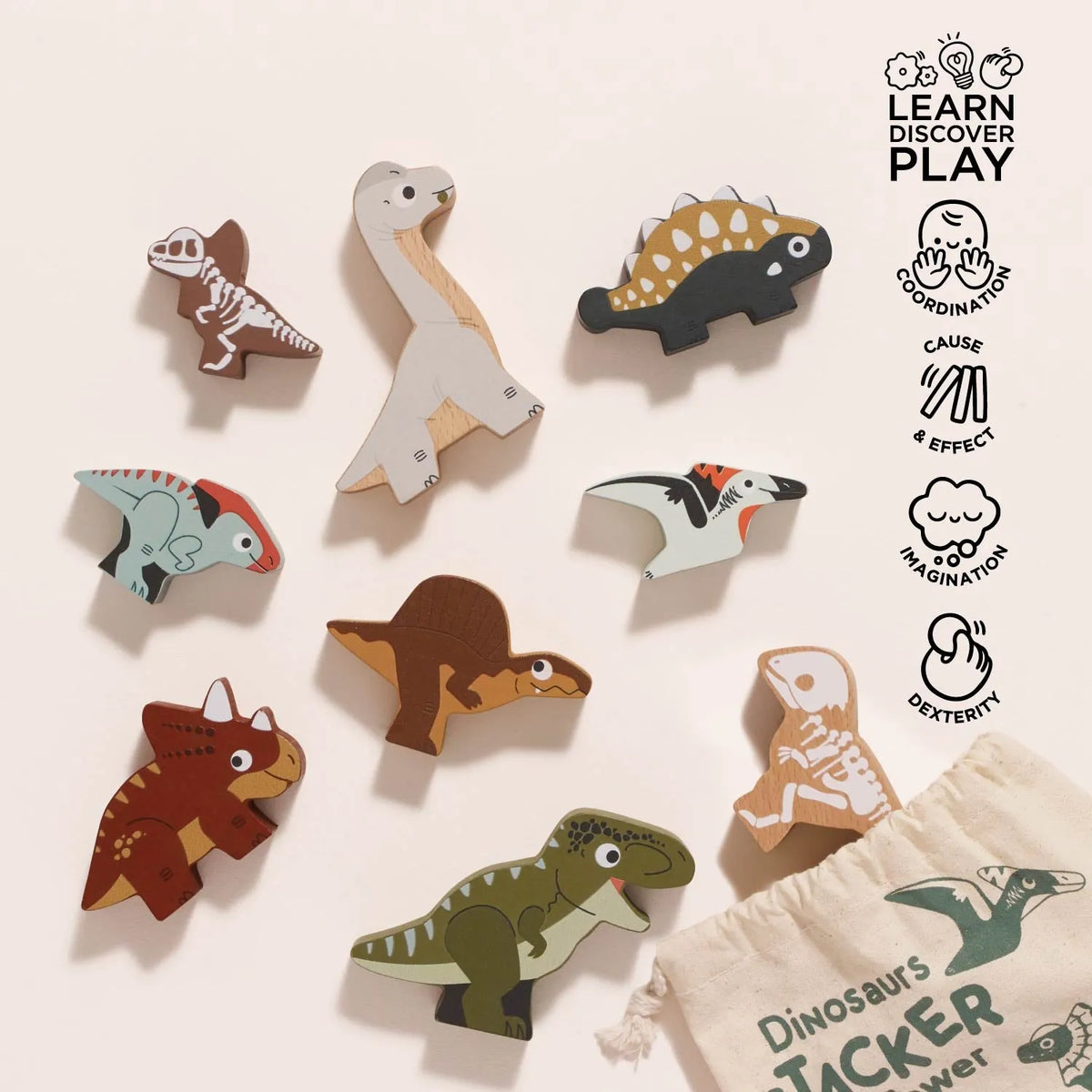 Jurassic Stacking Dinosaurs & Bag Le Toy Van Lil Tulips