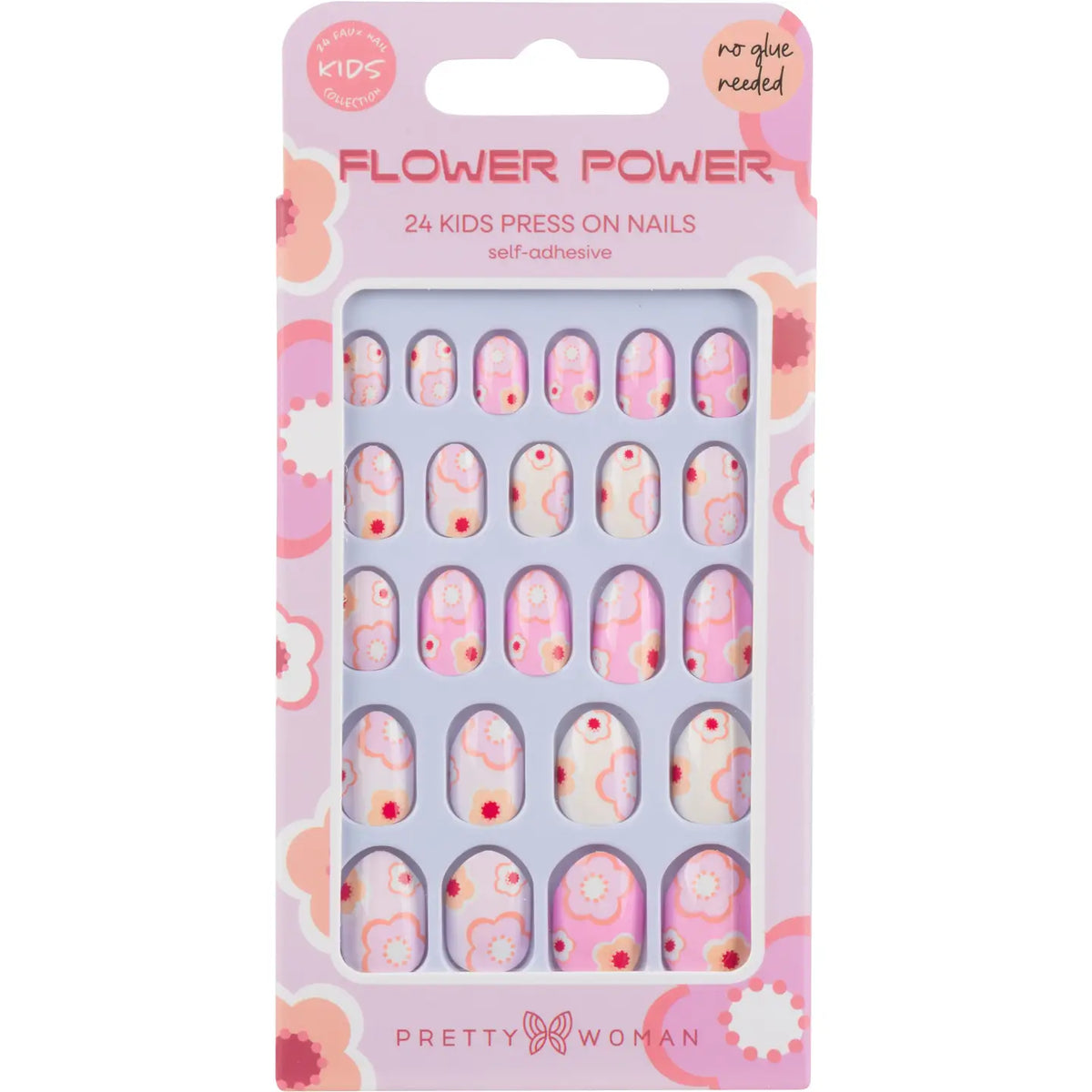 Kids Press On Nails - Flower Power Pretty Woman Lil Tulips