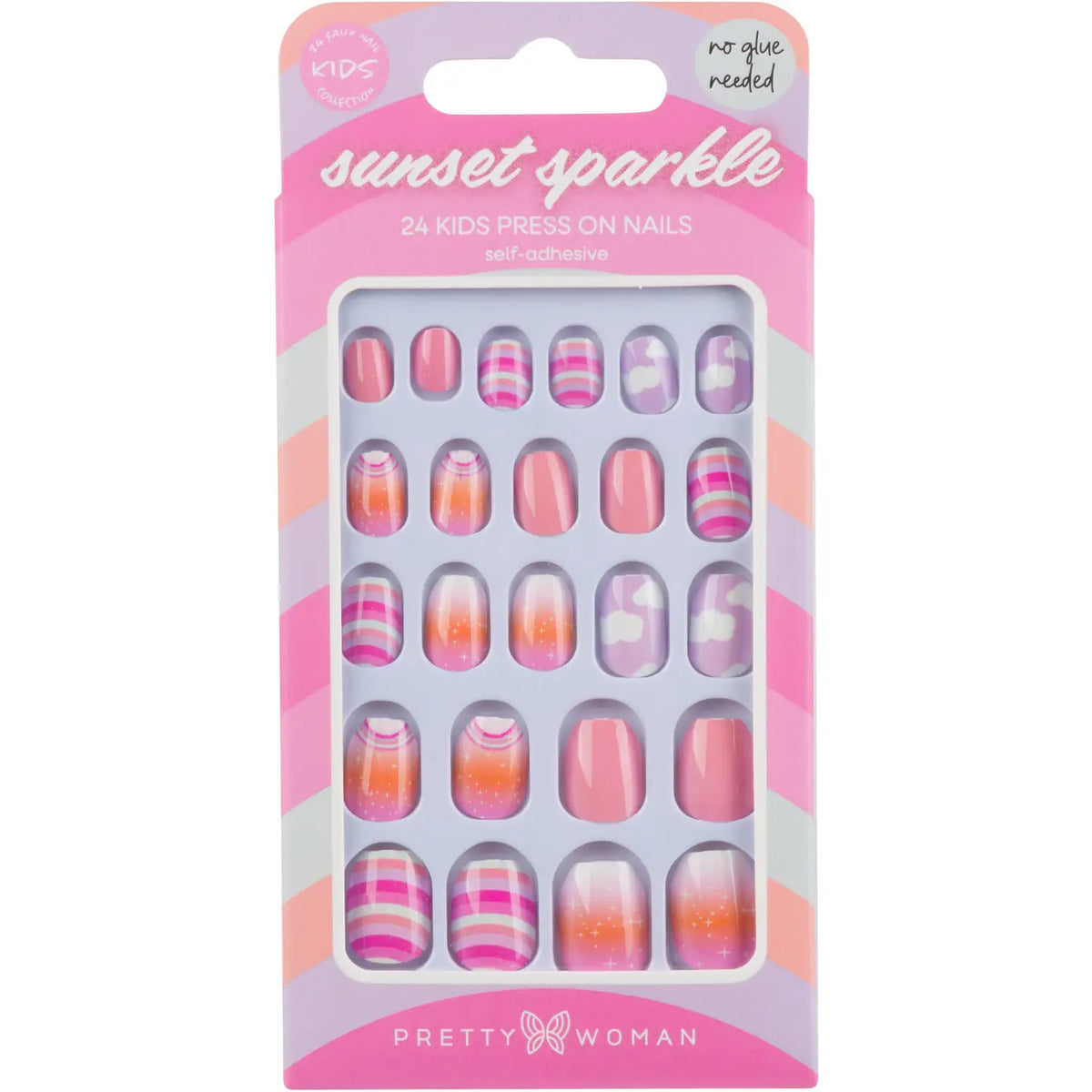 Kids Press On Nails - Sunset Sparkle Pretty Woman Lil Tulips