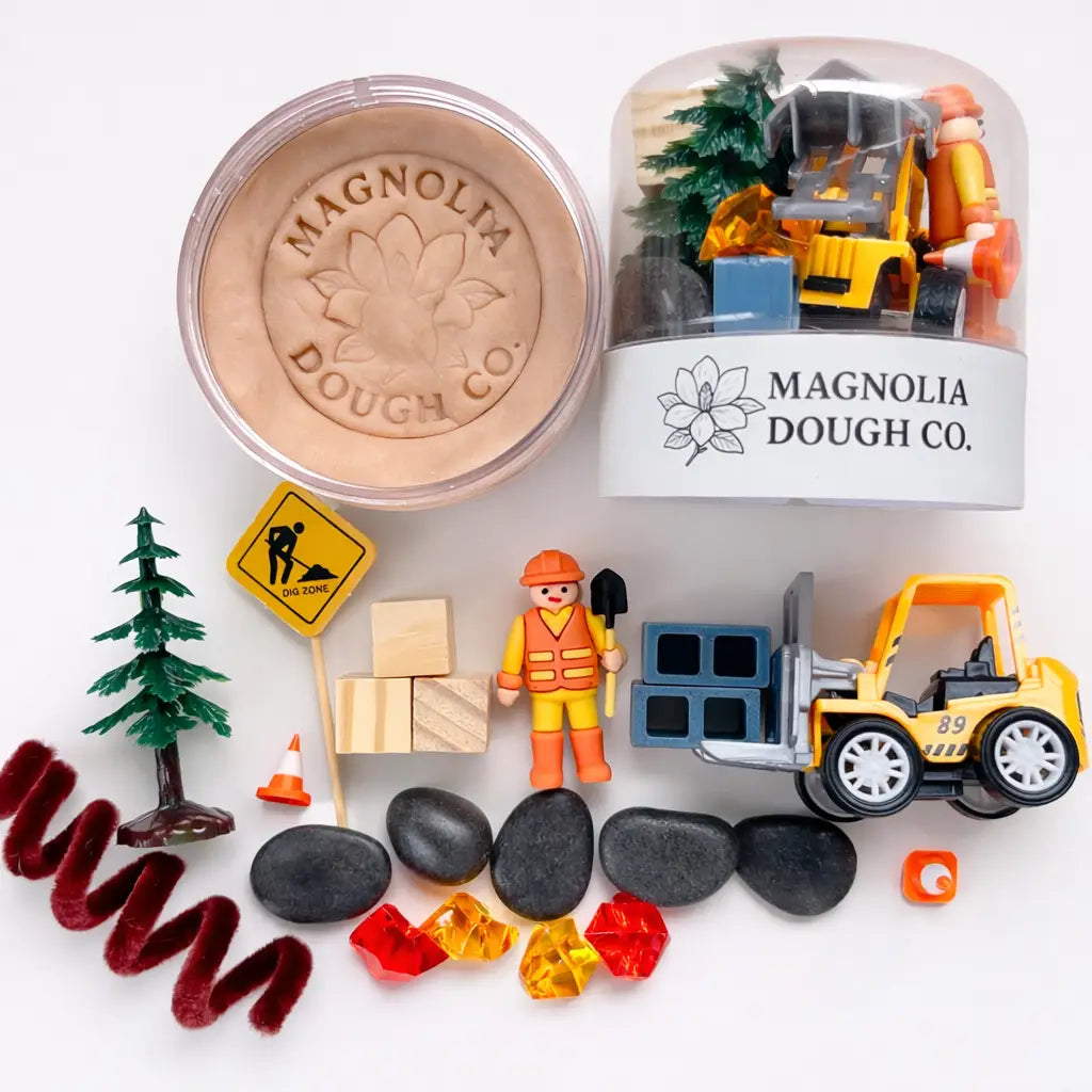 Kids Sensory Play Dough Jar - Construction Theme Magnolia Dough Lil Tulips
