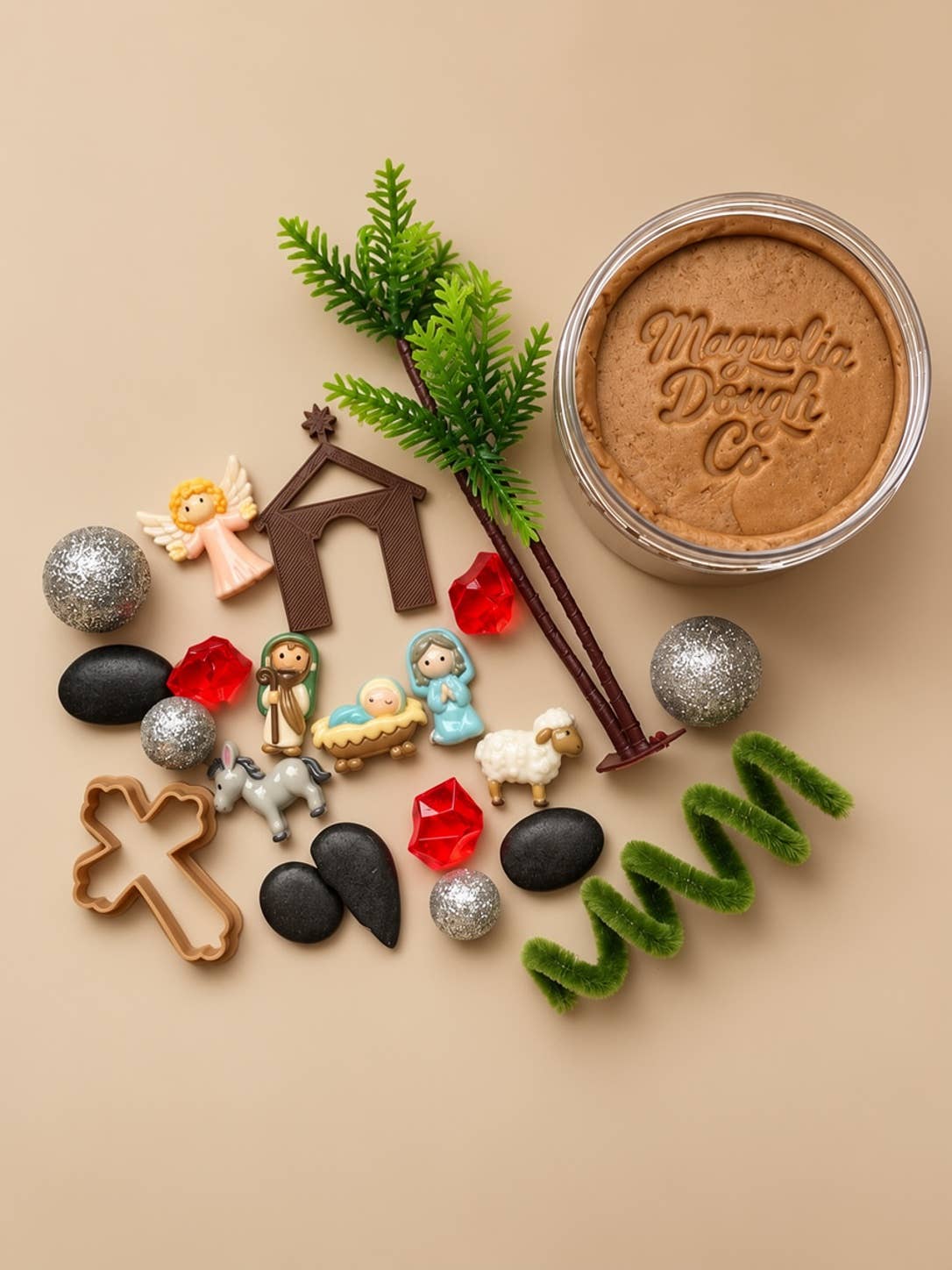 Kids Sensory Play Dough Jar - Nativity Christmas Magnolia Dough Lil Tulips