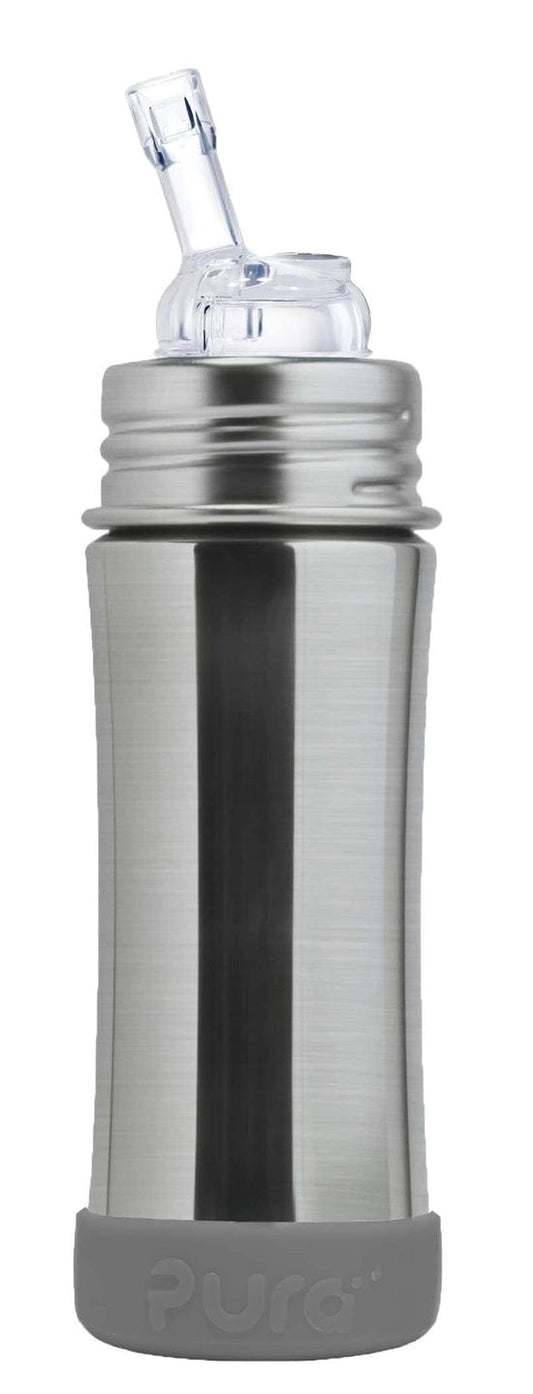 Kiki® 11oz Straw Bottle - Slate Bumper Pura Stainless Pura Stainless Lil Tulips