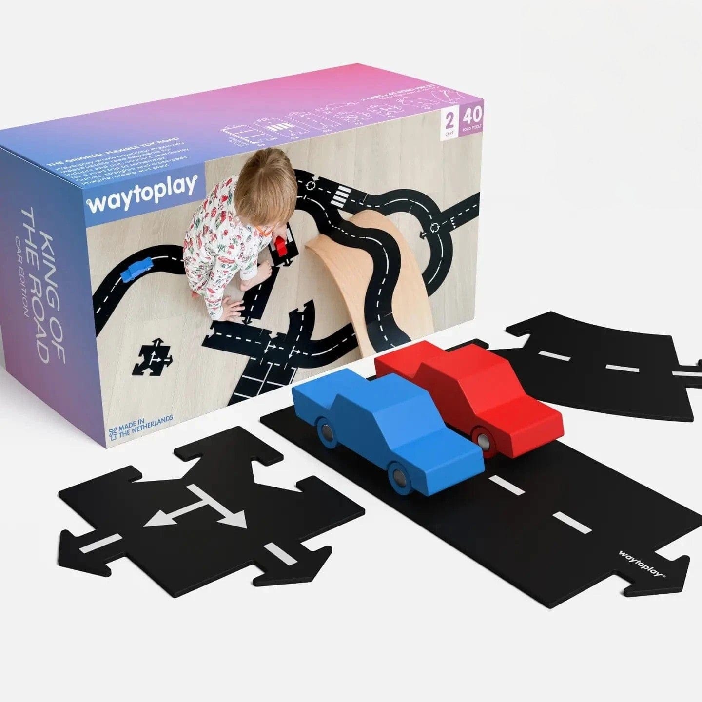 King of the Road - Extra Long Flexible Road Set - With Two Cars waytoplay Lil Tulips