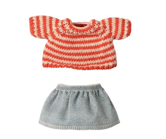 Knitted Sweater and Skirt, Big Sister Mouse Maileg Lil Tulips