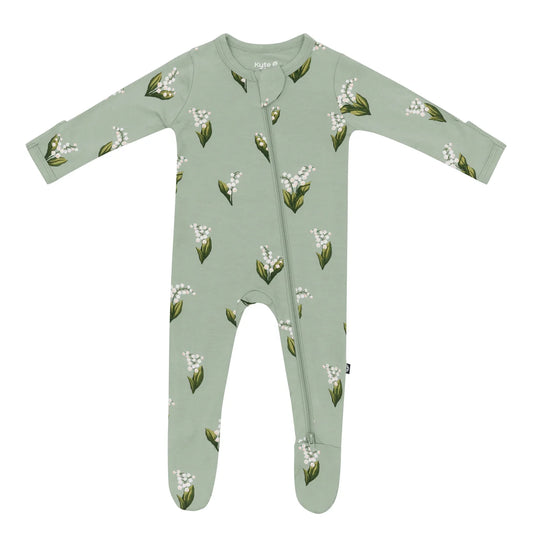 Zippered Footie in Thyme Lily