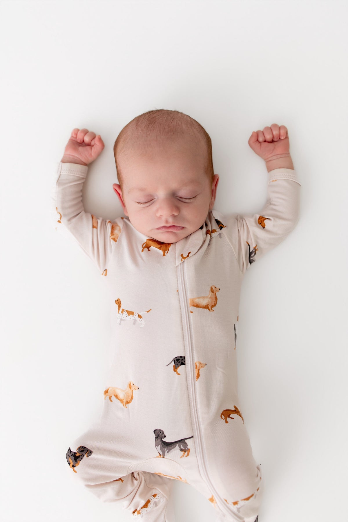 Kyte Baby Zippered Footie in Dachshund bamboo rayon baby pajamas