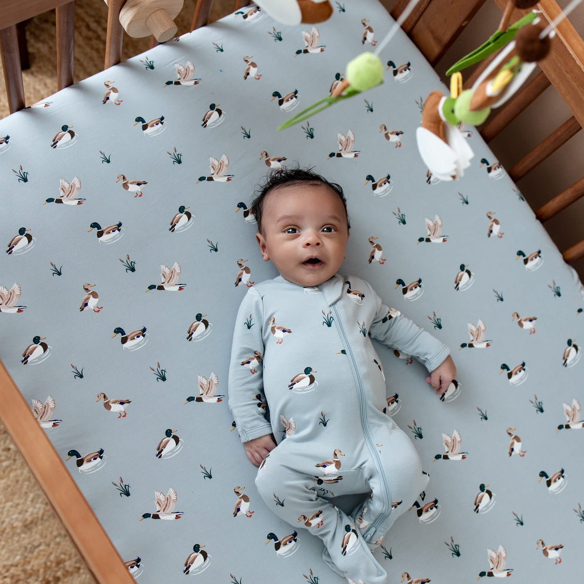 Kyte Baby Zippered Footie in Mallard Duck bamboo rayon baby pajamas