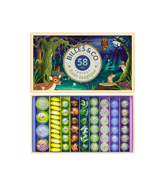 Large Box Magic Forest Glass Marbles Billes & Co Lil Tulips