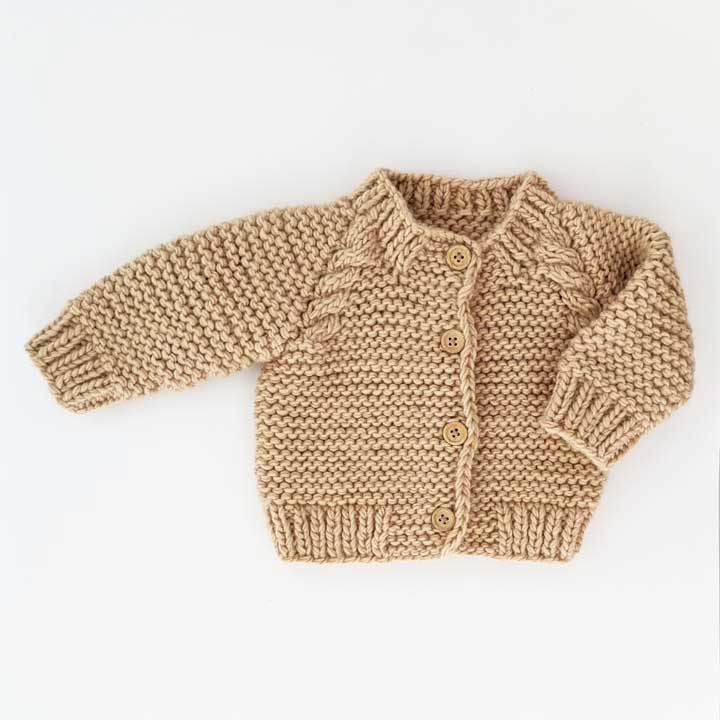 Latte Garter Stitch Cardigan Sweater