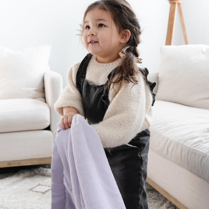 Lavender Lush Satin BORDER Blanket Saranoni Lil Tulips