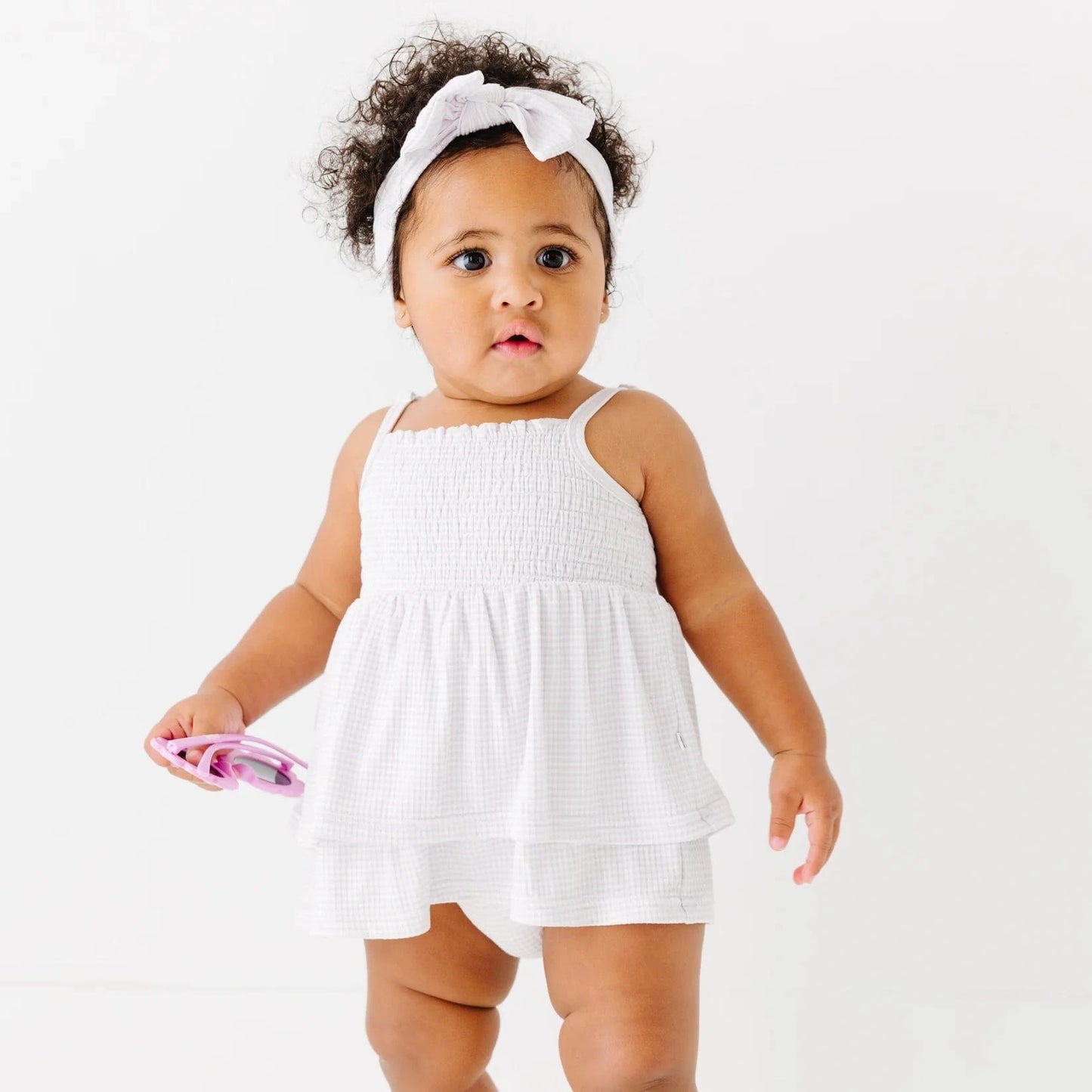Lavender Small Stripe Ribbed Ruffle Romper Brave Little Ones Lil Tulips