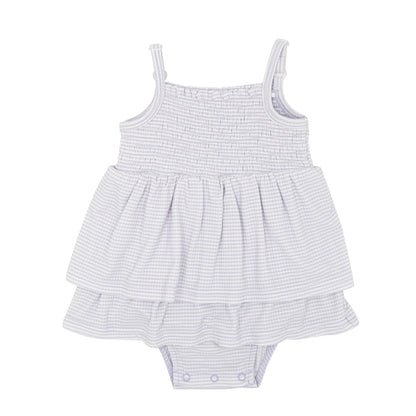 Lavender Small Stripe Ribbed Ruffle Romper Brave Little Ones Lil Tulips