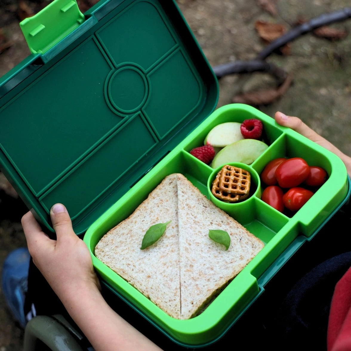 Leakproof Yumbox Tapas Bento Lunch Box - Palm Green - with 4 Compartment Lime Tray - Large Size Yumbox Lil Tulips