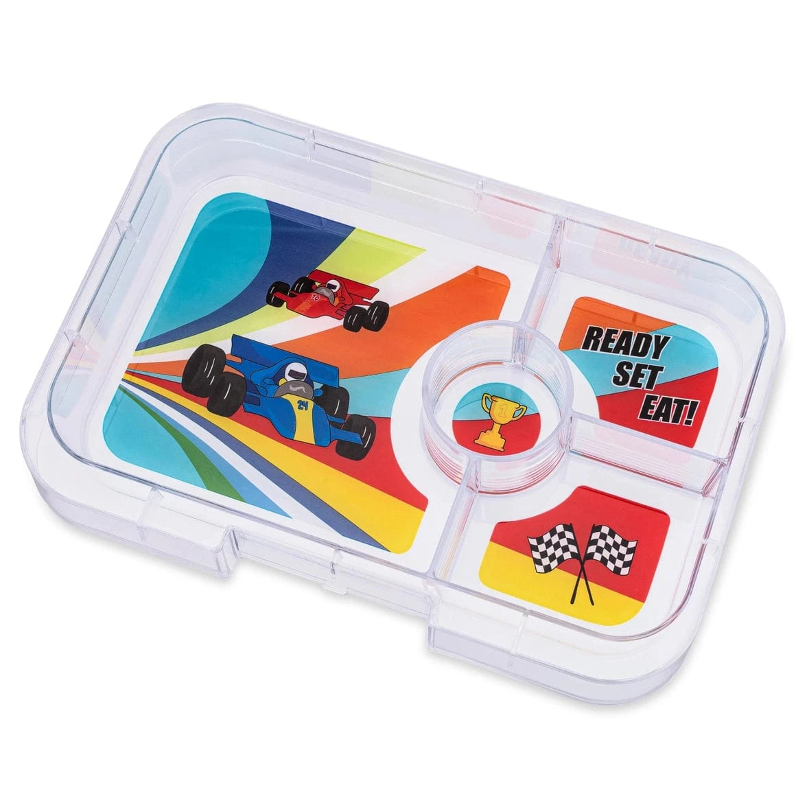 Leakproof Yumbox Tapas Greenwich Green - 4C - Race Cars Tray Yumbox Lil Tulips