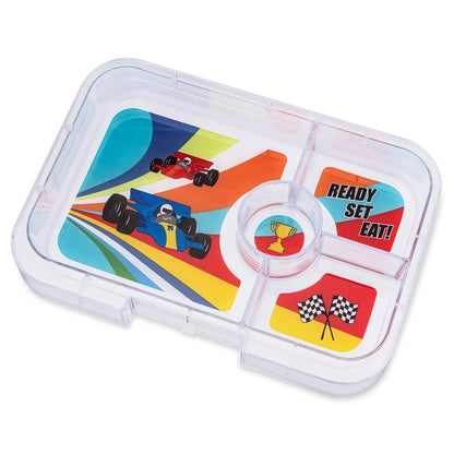 Leakproof Yumbox Tapas Greenwich Green - 4C - Race Cars Tray Yumbox Lil Tulips