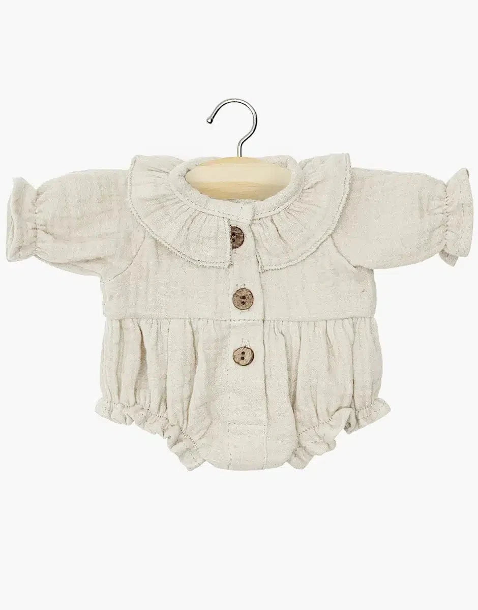 Léonore romper in light beige cotton gauze Minikane Dolls Lil Tulips