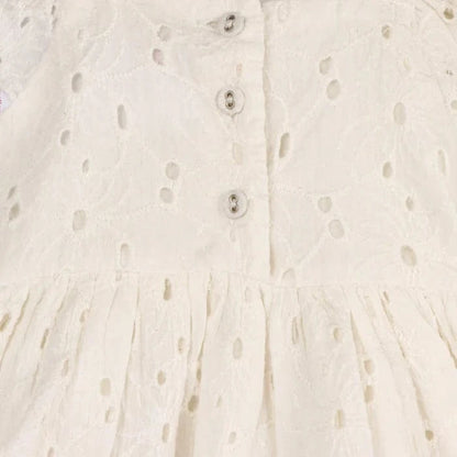 Lily Schiffli Floral Eyelet Baby Girl Dress + Bloomer Set (Organic cotton) Viverano Organics Lil Tulips