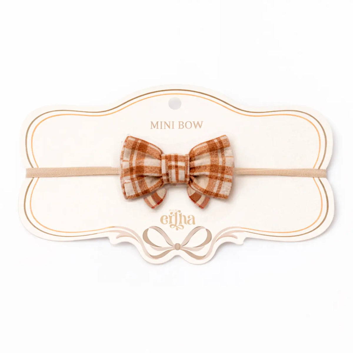 Little Bow Headband - Honey Plaid Mrs. Ertha Lil Tulips