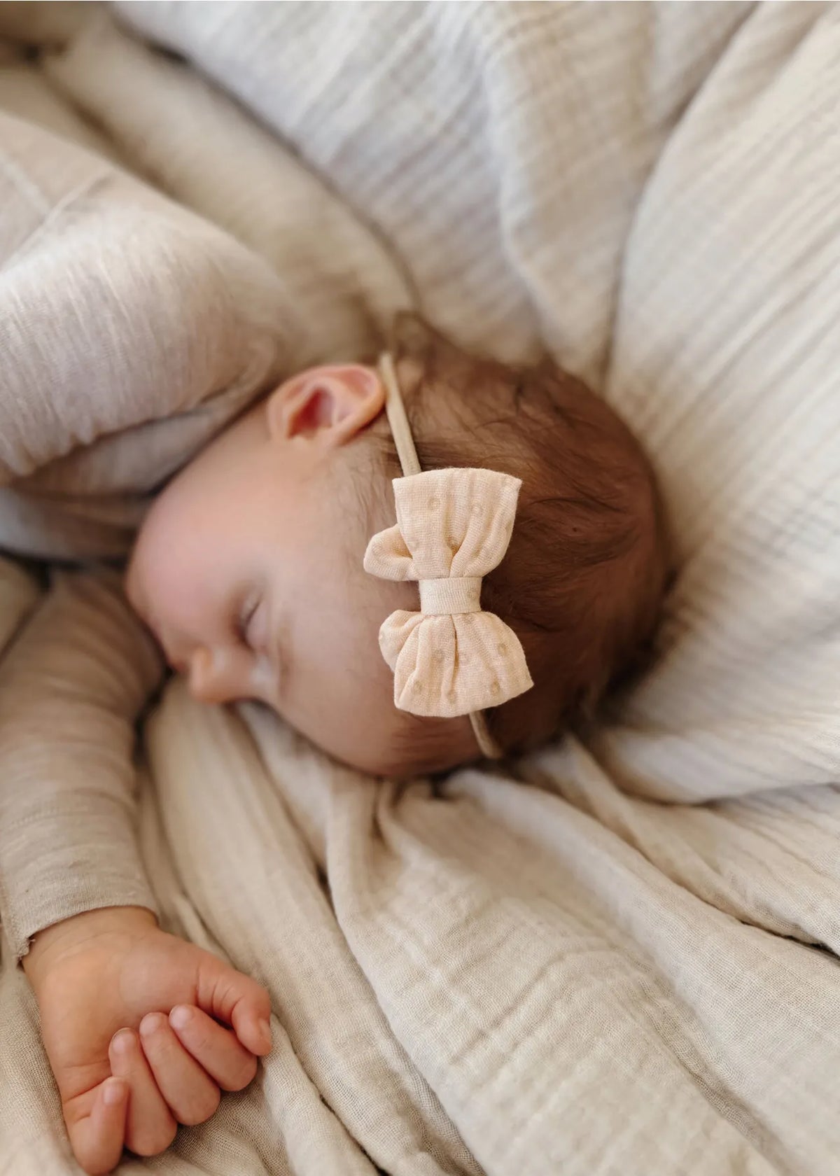 Little Bow Headband - Neutral Dots Mrs. Ertha Lil Tulips