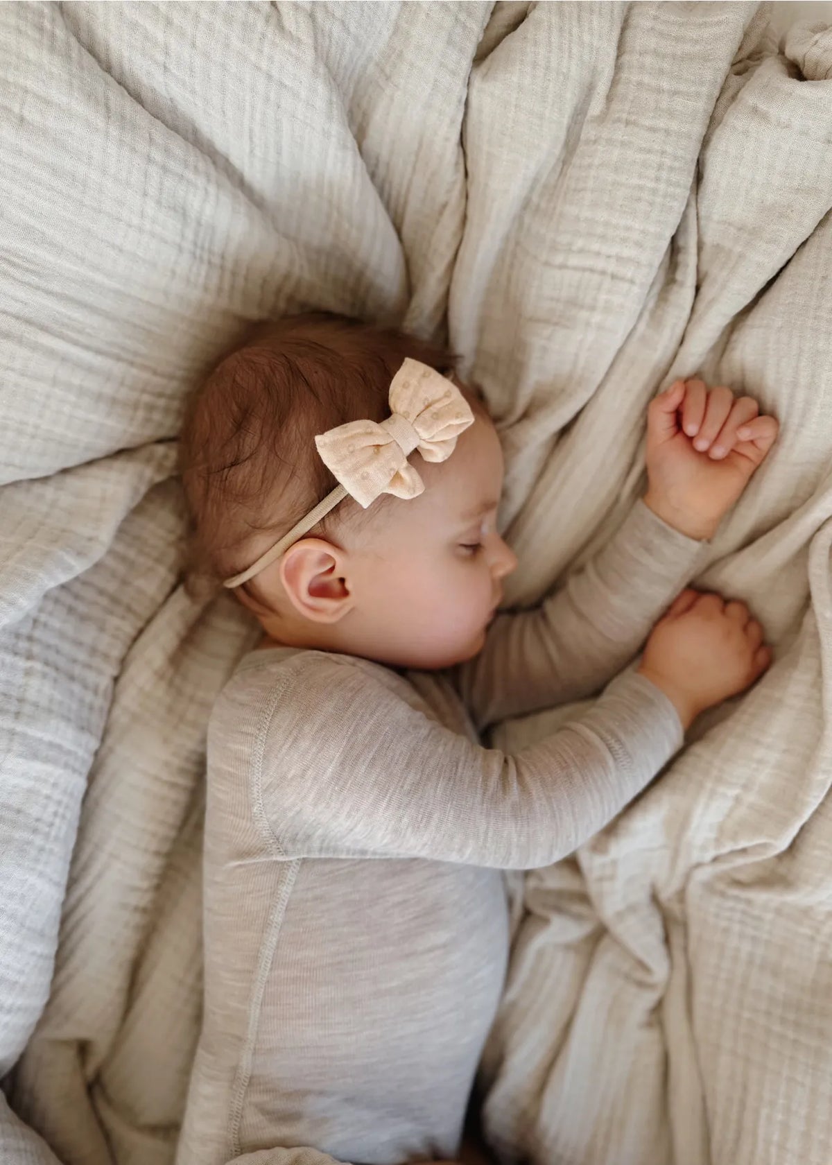 Little Bow Headband - Neutral Dots Mrs. Ertha Lil Tulips