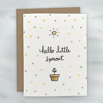 Little Sprout Baby Shower Card - New Baby Card Lemon Doodle Lil Tulips