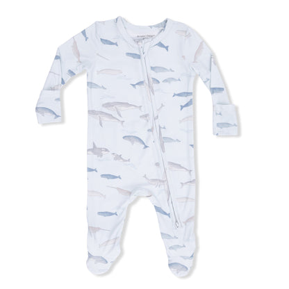 Little Whales - 2 Way Zipper Footie Angel Dear Lil Tulips