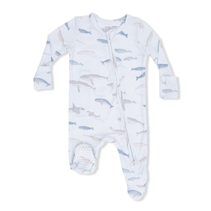 Little Whales - 2 Way Zipper Footie Angel Dear Lil Tulips