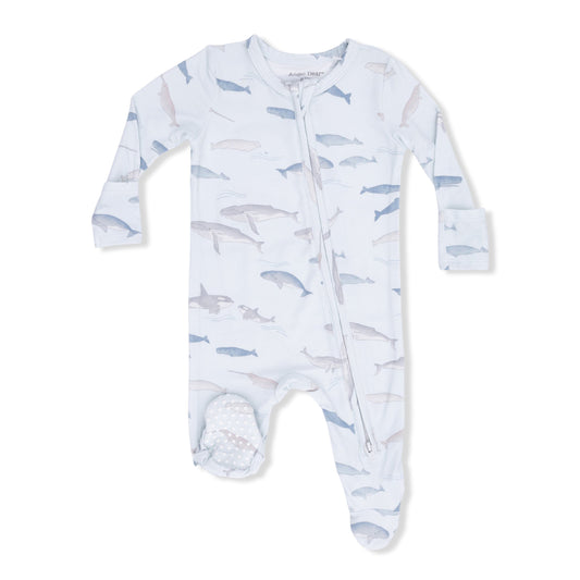 Little Whales - 2 Way Zipper Footie Angel Dear Lil Tulips