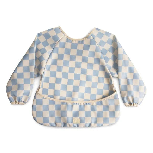 Long Sleeve Bib - Blue Check Mushie Lil Tulips