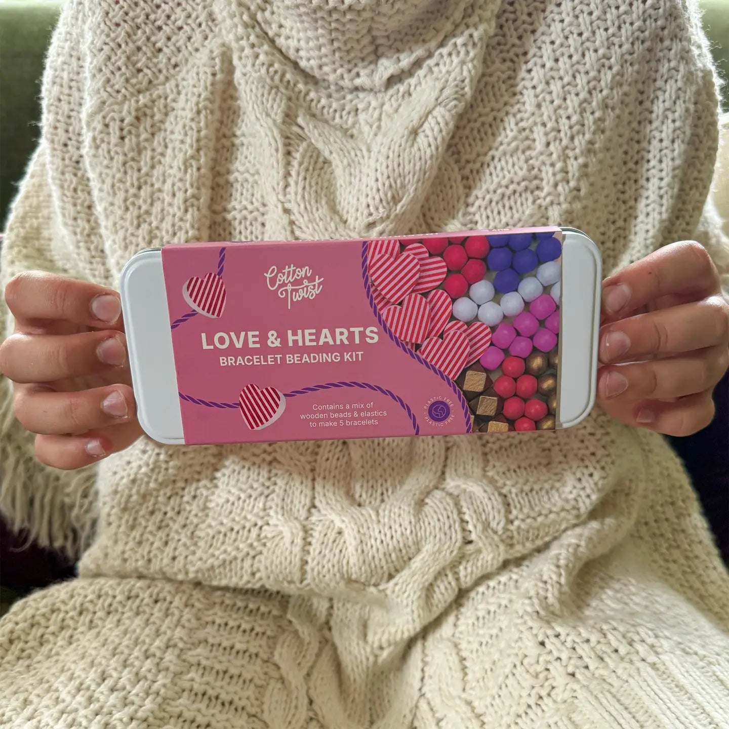 Love & Hearts Bracelet Bead Kit (In Tin) Cotton Twist Lil Tulips