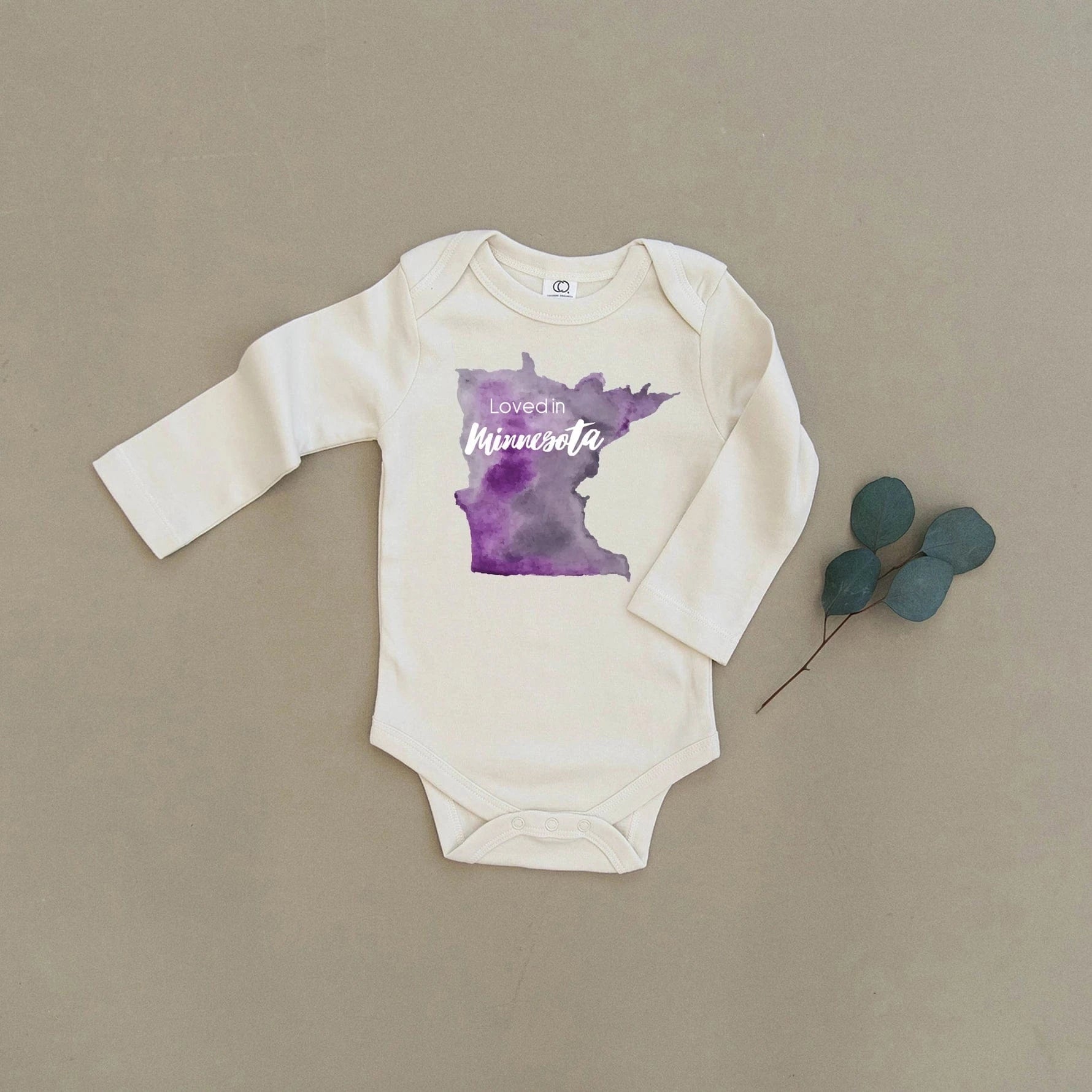 Loved in Minnesota Organic Baby Onesie LONG SLEEVE Urban Baby Co. Lil Tulips
