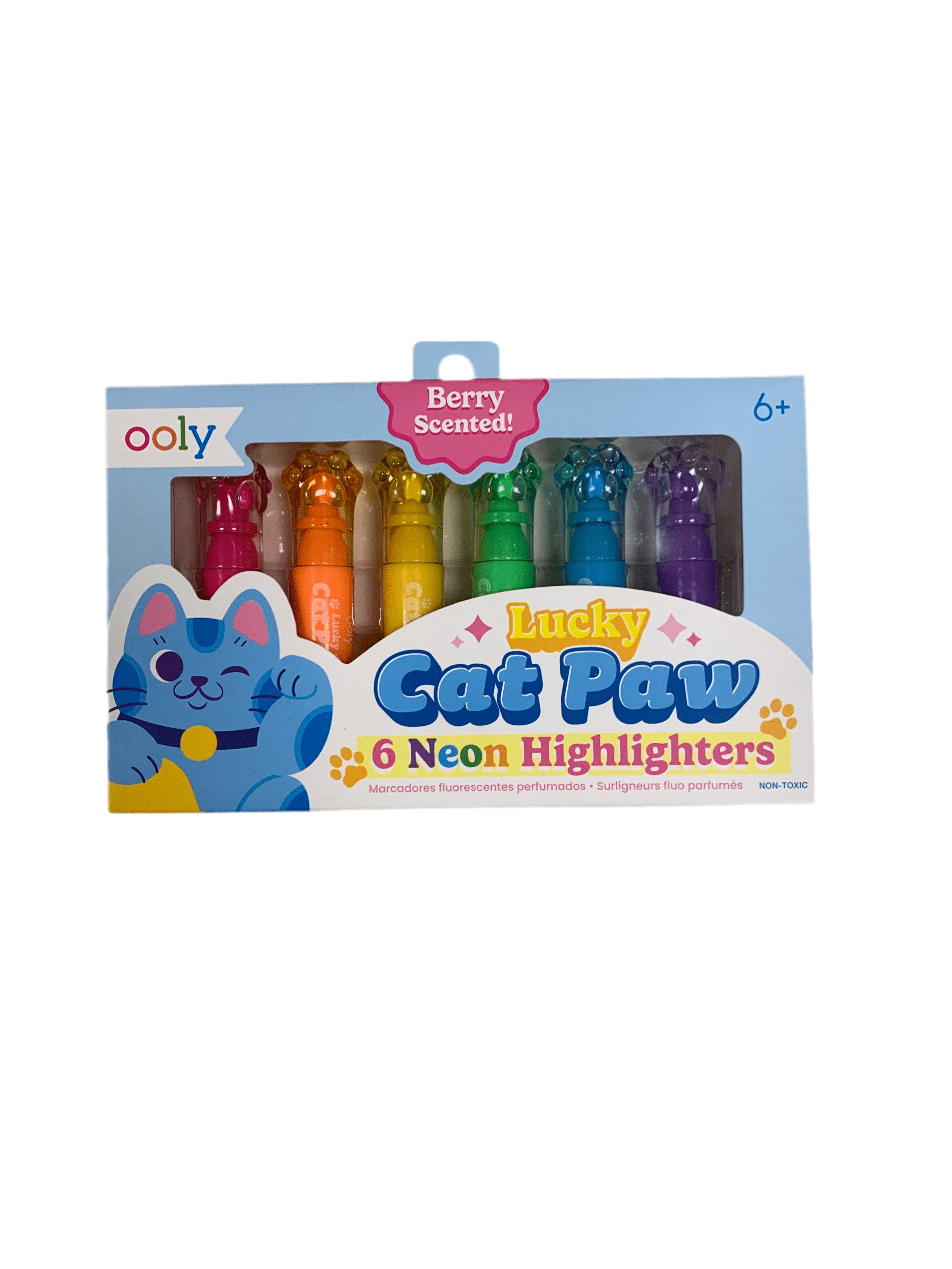 Lucky Cat Paw Neon Highlighters - Berry Scent - Set of 6 OOLY Lil Tulips