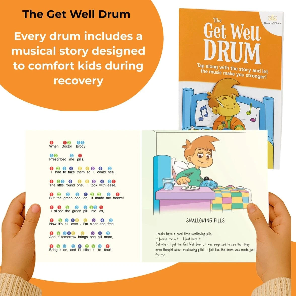 Magic Calm Steel Tongue Drum with a Get Well Musical Story - Sky Blue Sounds Of Silence Drums Lil Tulips