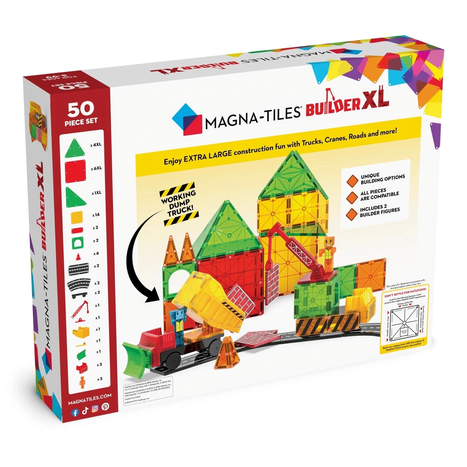 Magna-Tiles® Builder XL: Trucks 50 Piece Set Magna-Tiles Lil Tulips