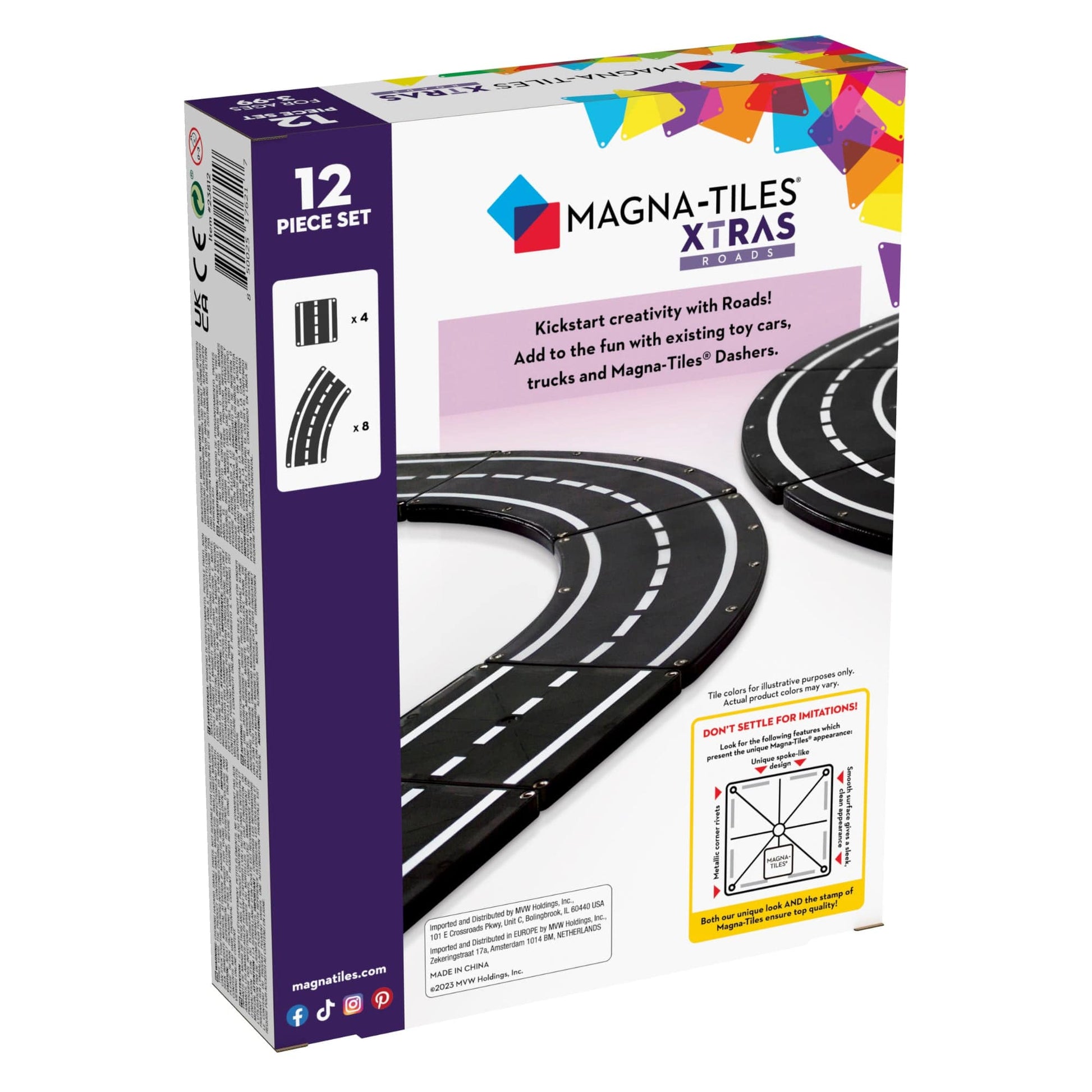 Magna Tiles XTRAS Roads 12 Piece Set Magna Tiles
