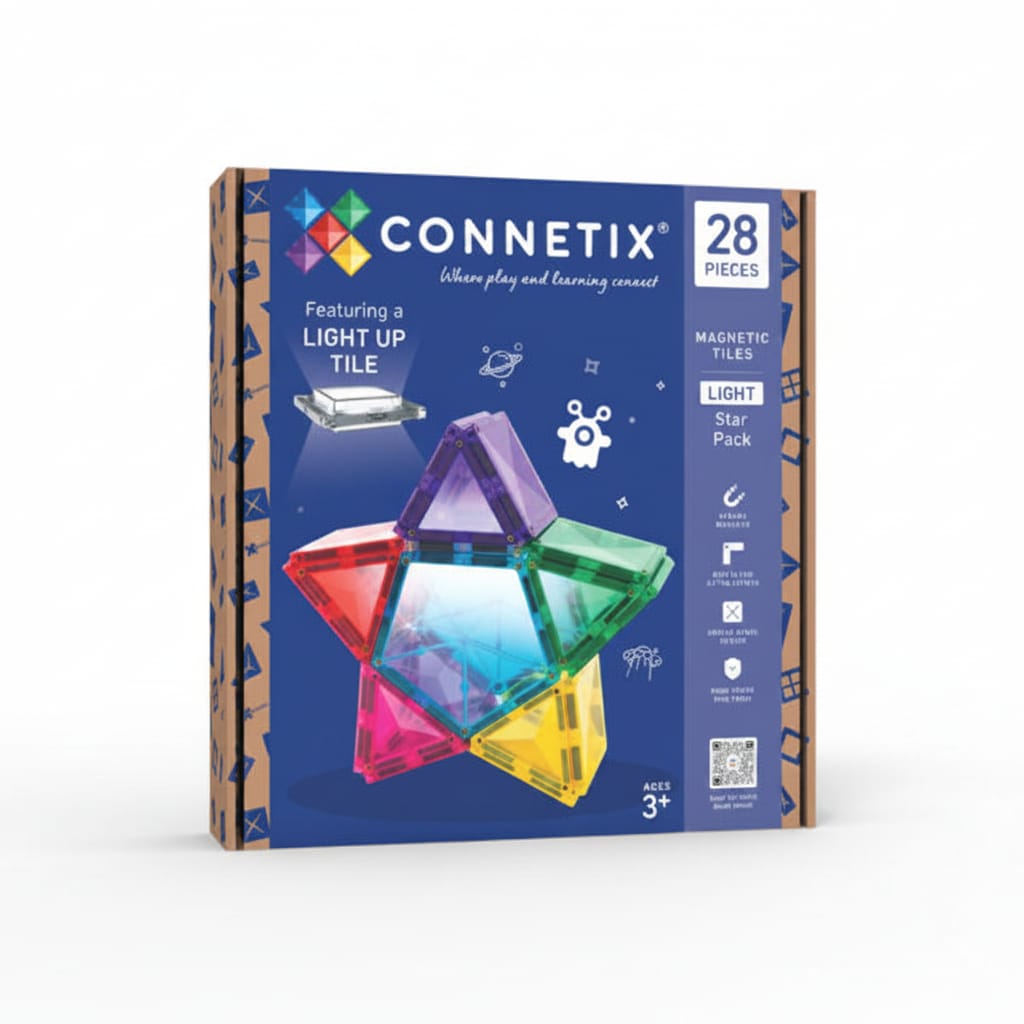 Magnetic Tiles Light Star Pack, 28 Pieces Connetix Lil Tulips