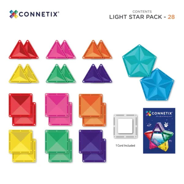 Magnetic Tiles Light Star Pack, 28 Pieces Connetix Lil Tulips