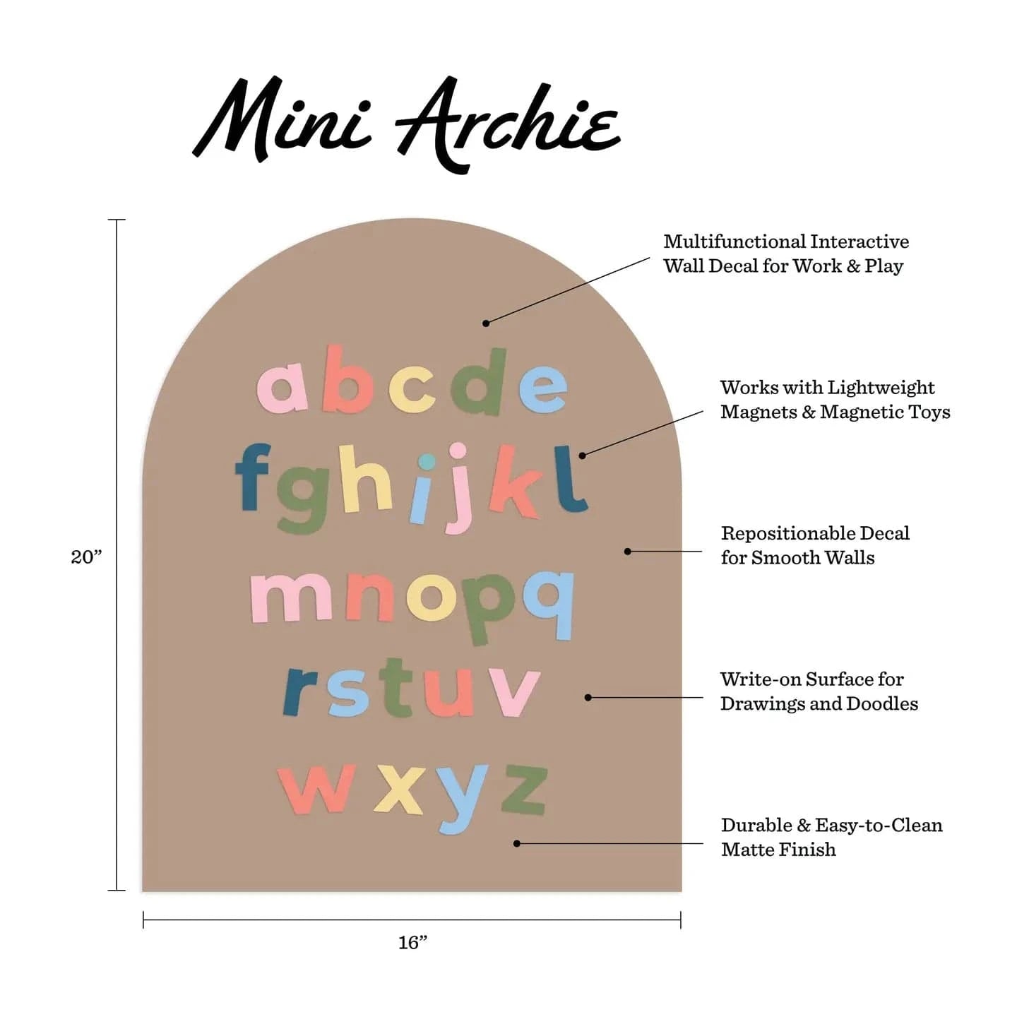 Maple Magnetic Arch Wall Decal - MINI The Type Set Co. Lil Tulips