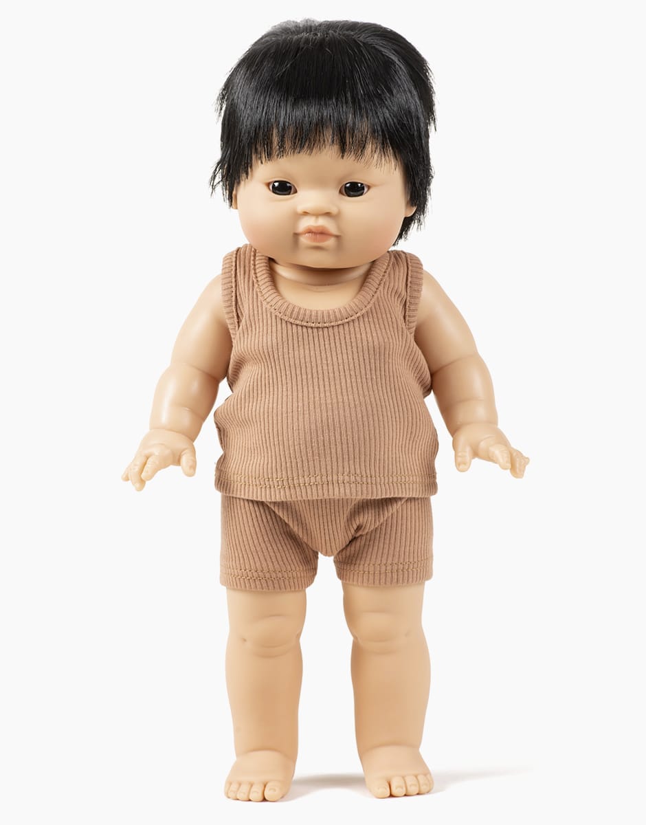 Marcel boy's underwear in brown ribbed knit Minikane Dolls Lil Tulips