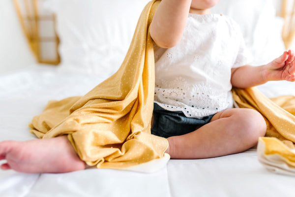 Marigold Knit Swaddle Blanket Copper Pearl Lil Tulips