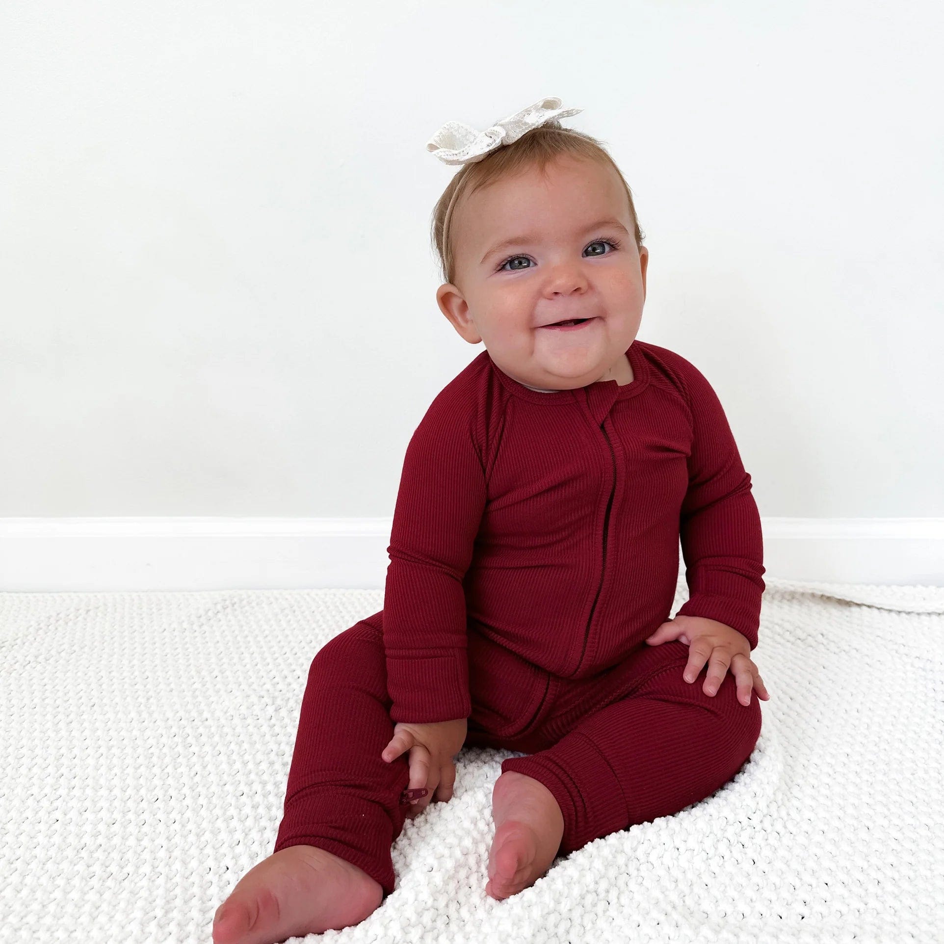 Maroon Small Ribbed Zip Romper Brave Little Ones Lil Tulips