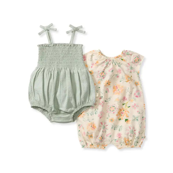 Mediterranean Floral Bubble Romper 2-Pack Set Burt's Bees Baby Lil Tulips