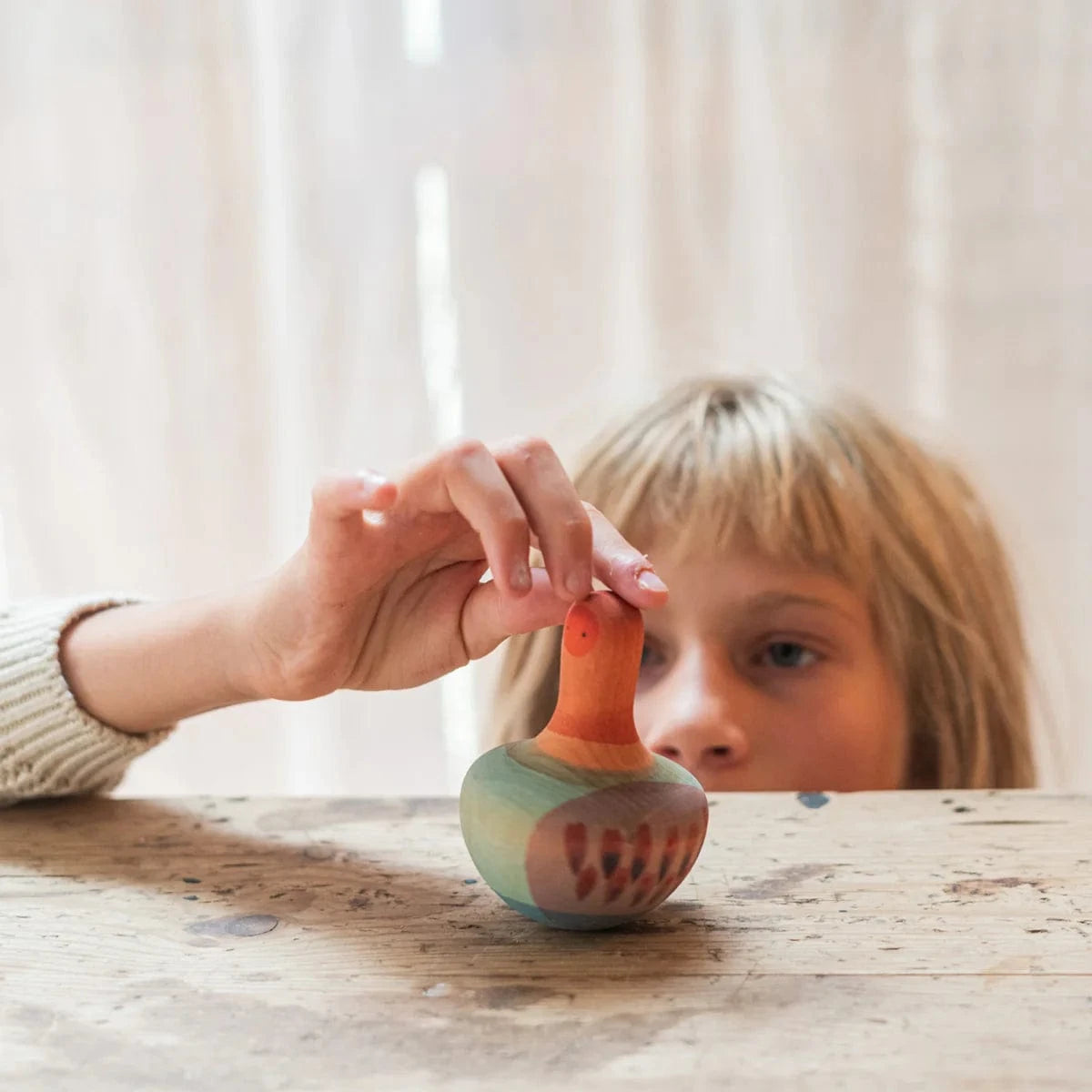 Mellow Orange Bird Rocking Toy Grapat Lil Tulips