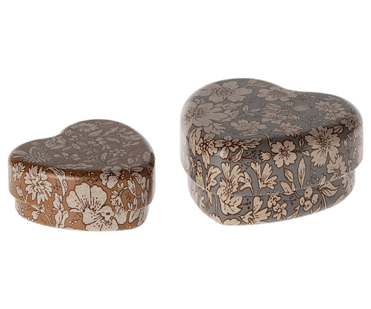Metal Heart Box, 2 pcs - Blue Blossom Maileg Lil Tulips