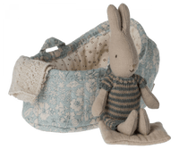 Micro Rabbit in Carry Cot Blue Maileg Lil Tulips