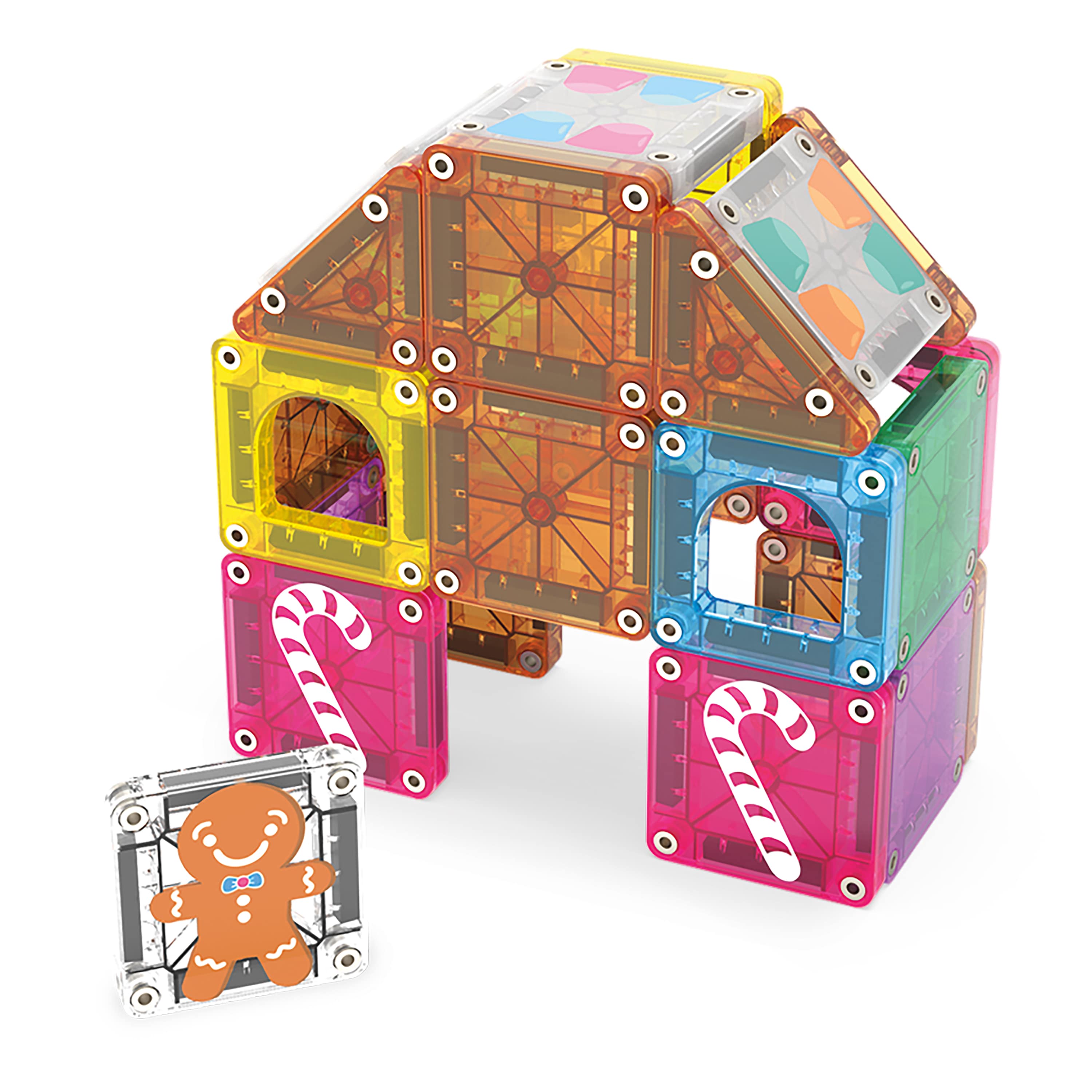 microMAGS Gingerbread House 24 Piece Travel Set | Magna-Tiles