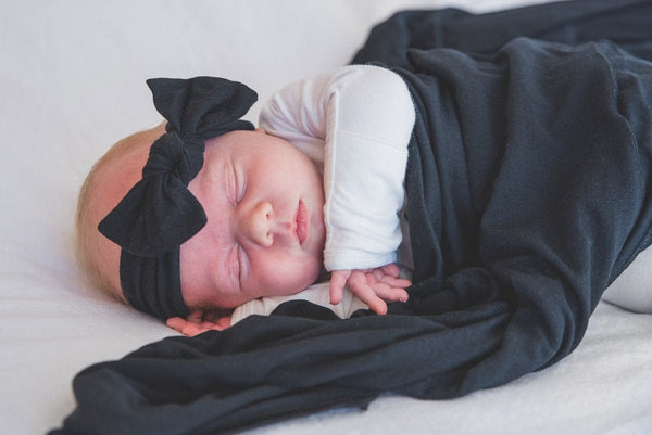 Midnight Knit Headband Bow Copper Pearl Lil Tulips